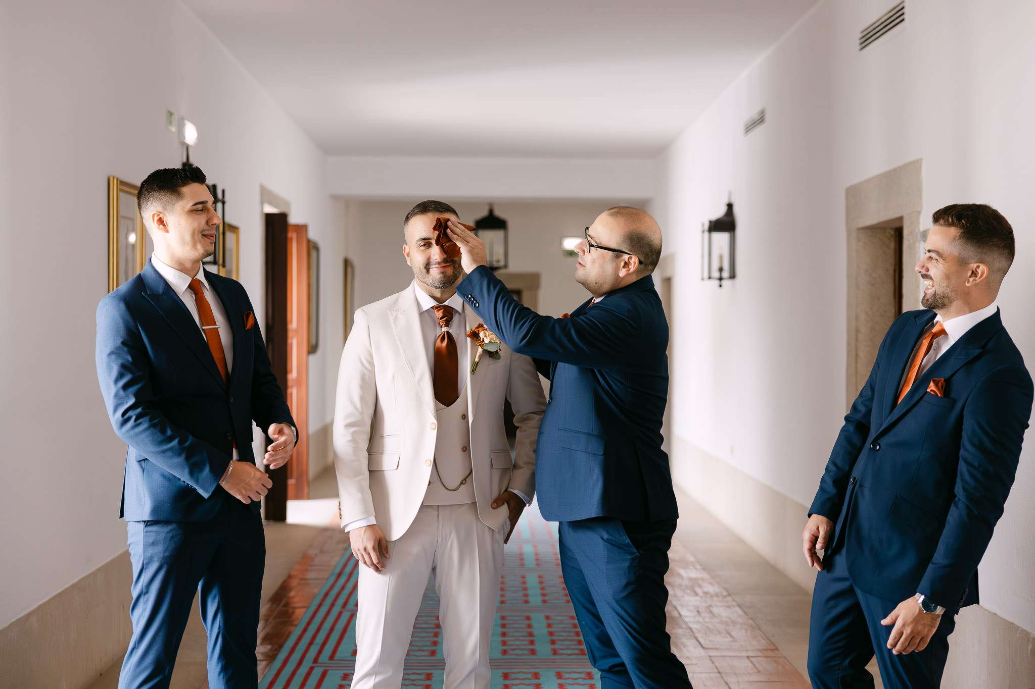 groom getting ready at a Lisbon wedding